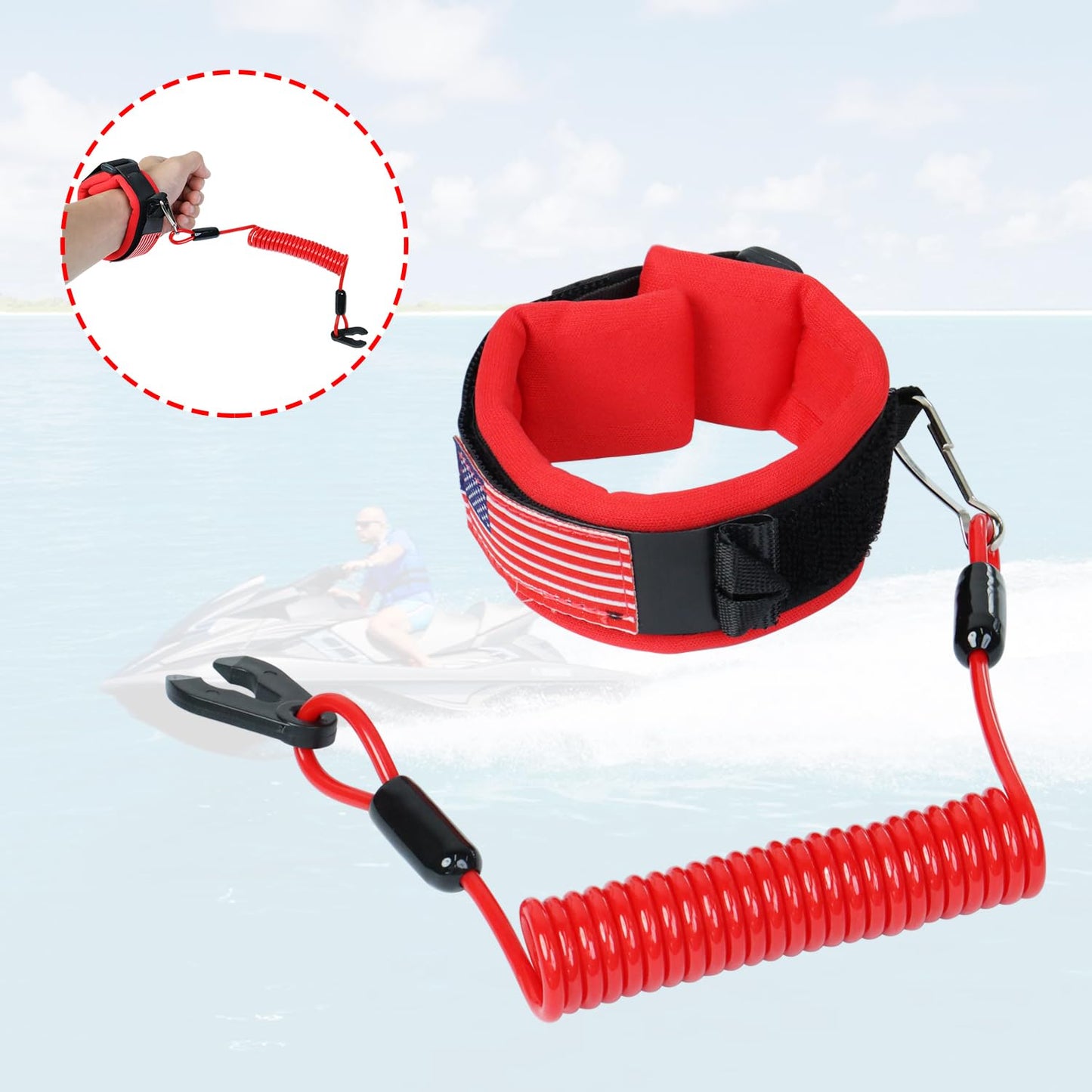 Boat Kill Switch Lanyard Wrist Strap Fit for Yamaha Jet Ski,Outboard Motor Engine Shut Off Tether Emergency Safety Stop Key Cord Lanyard OE:EW2-68348-00-00