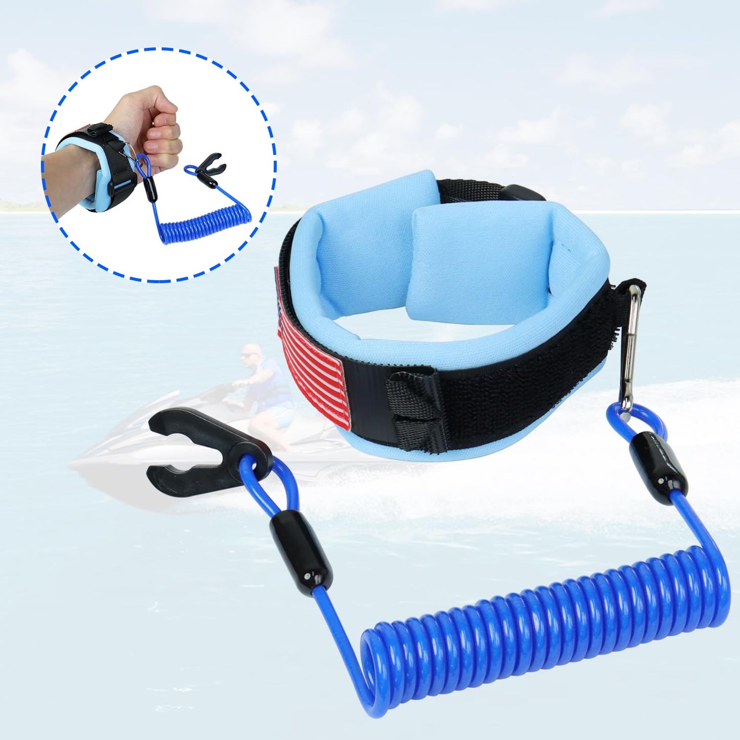 Boat Kill Switch Lanyard Wrist Strap Fit for Yamaha Jet Ski,Outboard Motor Engine Shut Off Tether Emergency Safety Stop Key Cord Lanyard OE:EW2-68348-00-00